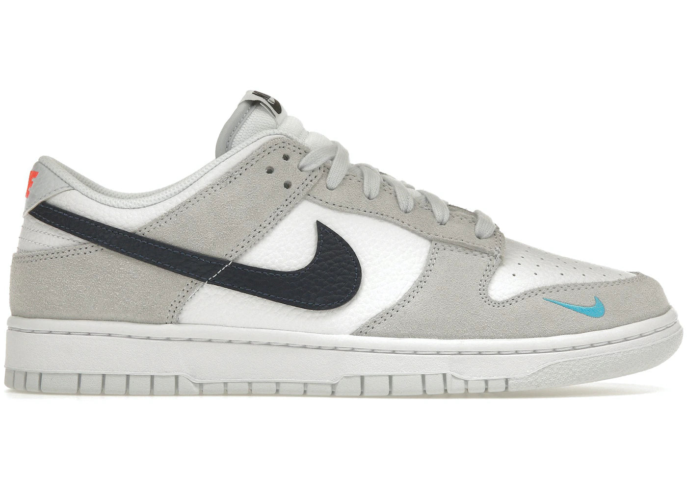 Nike Dunk Low White Grey Navy Aqua Mini Swoosh